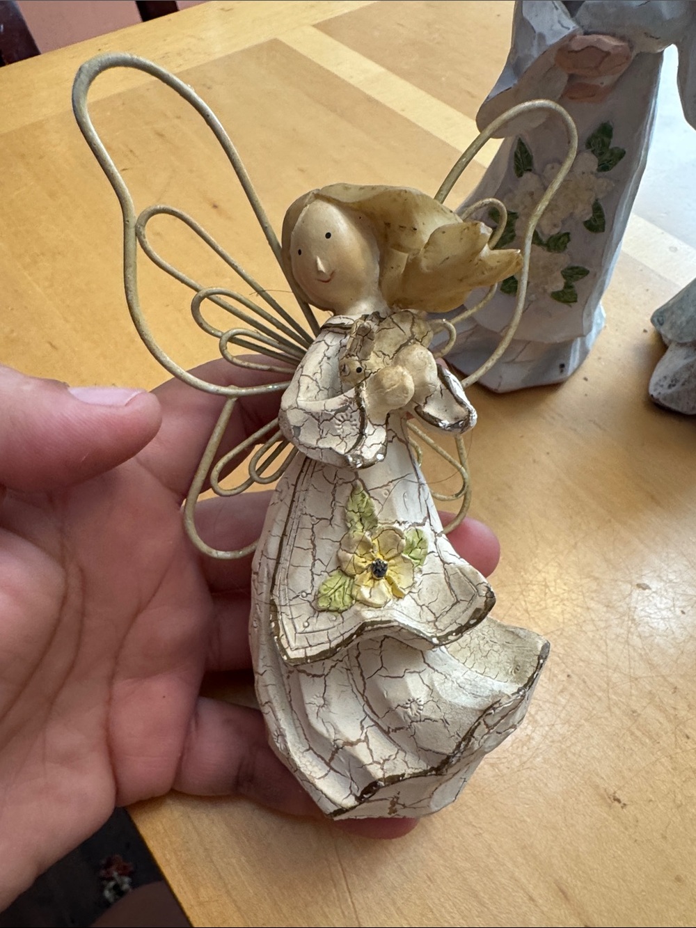 Set of Four Angel Figurine in White, Cream, Gray & Red - Picture 2 of 15